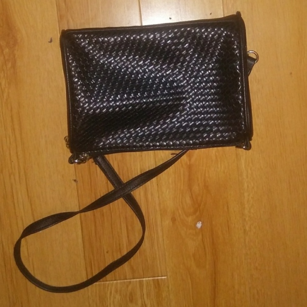 Black Crossbody Purse with Gold Accents